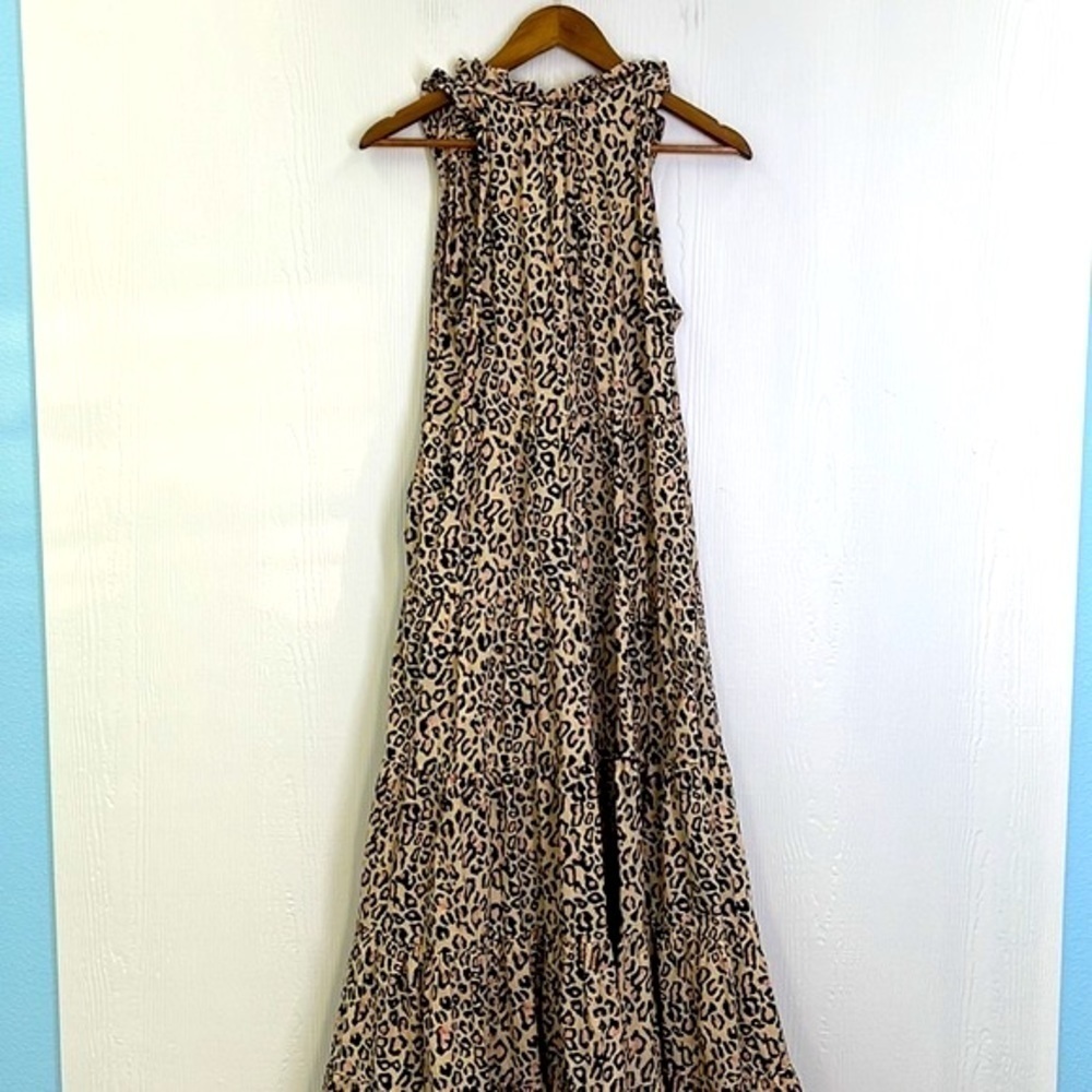 Mudpie - Light Tan And Black Cheetah Sleeveless Maxi Dress Size Small - Picture 11 of 12